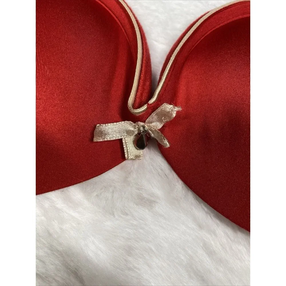 Bra 36B Jaclyn Smith Collection Red Plunge Push Up Padded 3375 - Picture 4 of 8